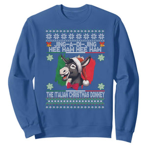 Italian Christmas Donkey Sweatshirt Funny Jing A Di Jing Hee Haw Italy Flag TS02 Royal Blue Print Your Wear