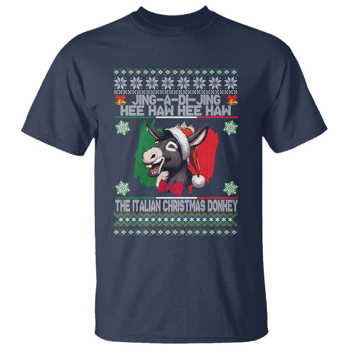 Italian Christmas Donkey T Shirt Funny Jing A Di Jing Hee Haw Italy Flag TS02 Navy Print Your Wear