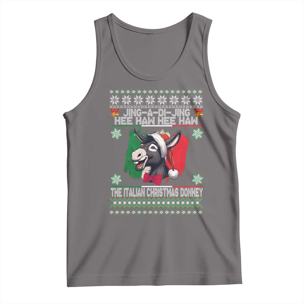 Italian Christmas Donkey Tank Top Funny Jing A Di Jing Hee Haw Italy Flag TS02 Deep Heather Print Your Wear