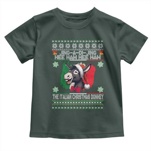 Italian Christmas Donkey Toddler T Shirt Funny Jing A Di Jing Hee Haw Italy Flag TS02 Dark Forest Green Print Your Wear
