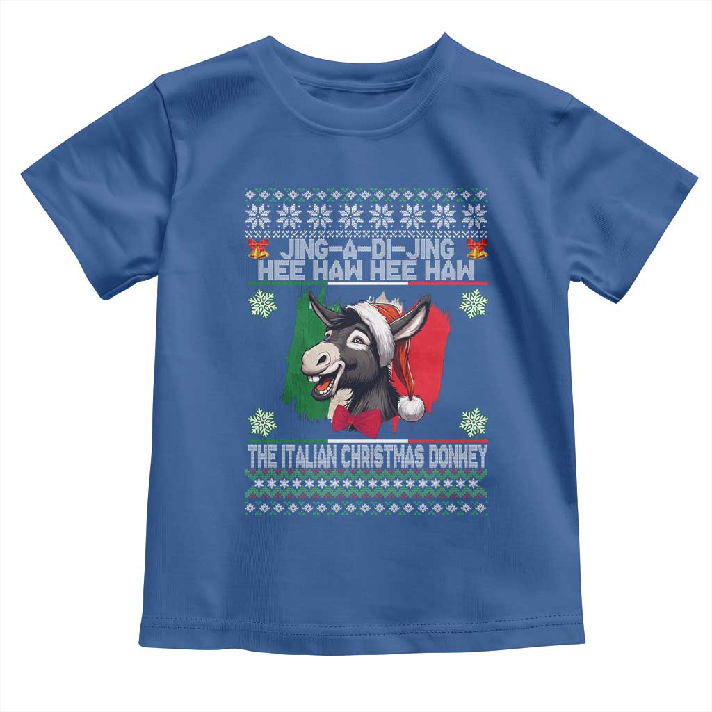Italian Christmas Donkey Toddler T Shirt Funny Jing A Di Jing Hee Haw Italy Flag TS02 Royal Blue Print Your Wear