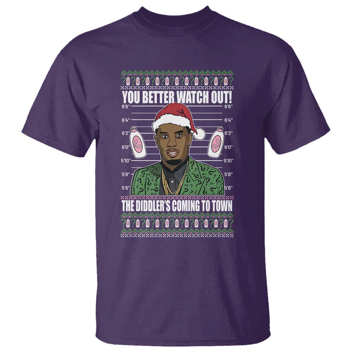 Funny Christmas Sarcastic Diddy T Shirt You Better Watch Out The Diddler Coming To Town TS02 Purple Print Your Wear