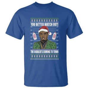 Funny Christmas Sarcastic Diddy T Shirt You Better Watch Out The Diddler Coming To Town TS02 Royal Blue Print Your Wear