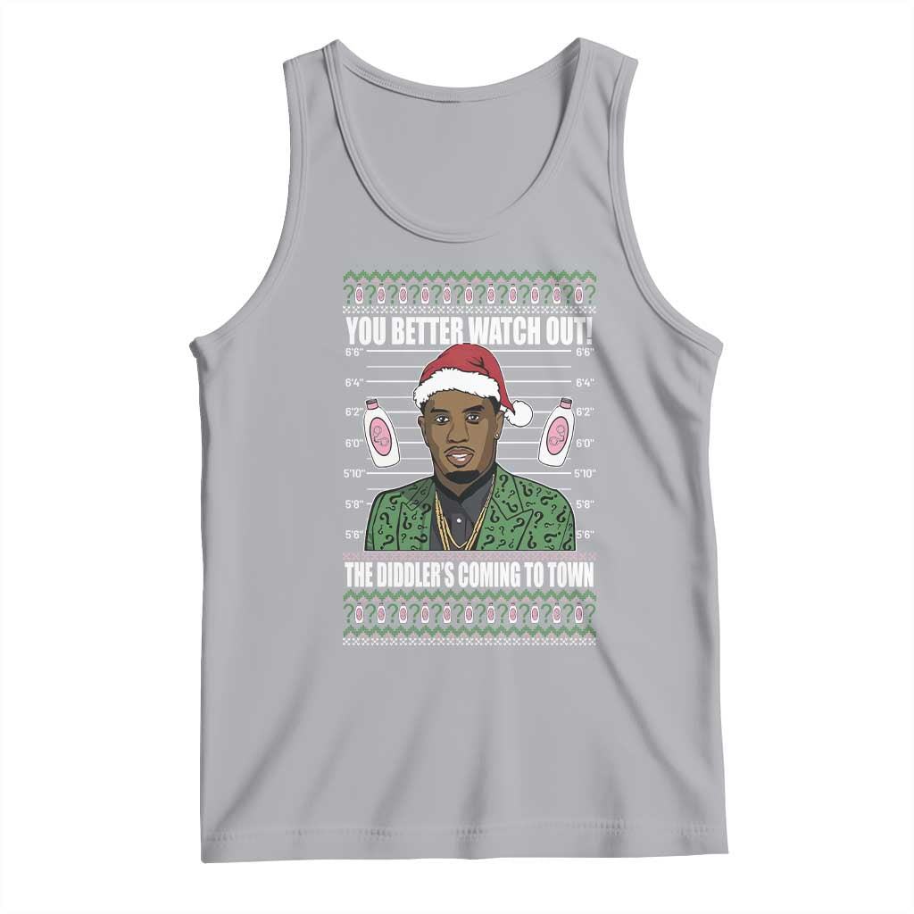 Funny Christmas Sarcastic Diddy Tank Top You Better Watch Out The Diddler Coming To Town TS02 Athletic Heather Print Your Wear