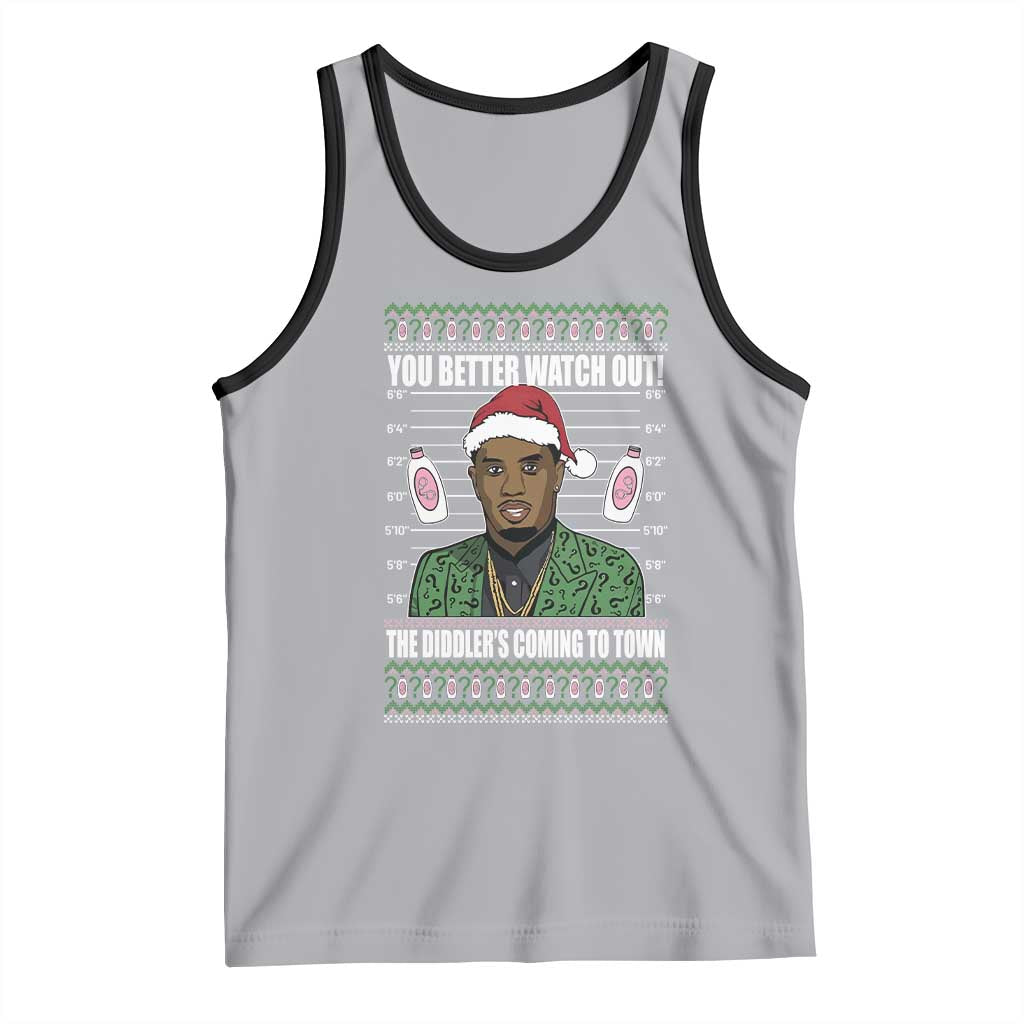 Funny Christmas Sarcastic Diddy Tank Top You Better Watch Out The Diddler Coming To Town TS02 Athletic Heather Black Print Your Wear