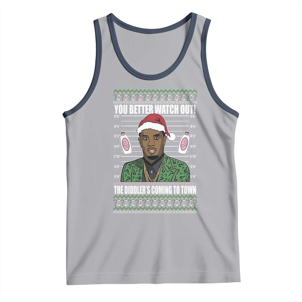 Funny Christmas Sarcastic Diddy Tank Top You Better Watch Out The Diddler Coming To Town TS02 Athletic Heather Navy Print Your Wear