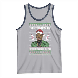 Funny Christmas Sarcastic Diddy Tank Top You Better Watch Out The Diddler Coming To Town TS02 Athletic Heather Navy Print Your Wear
