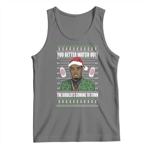 Funny Christmas Sarcastic Diddy Tank Top You Better Watch Out The Diddler Coming To Town TS02 Black Heather Print Your Wear