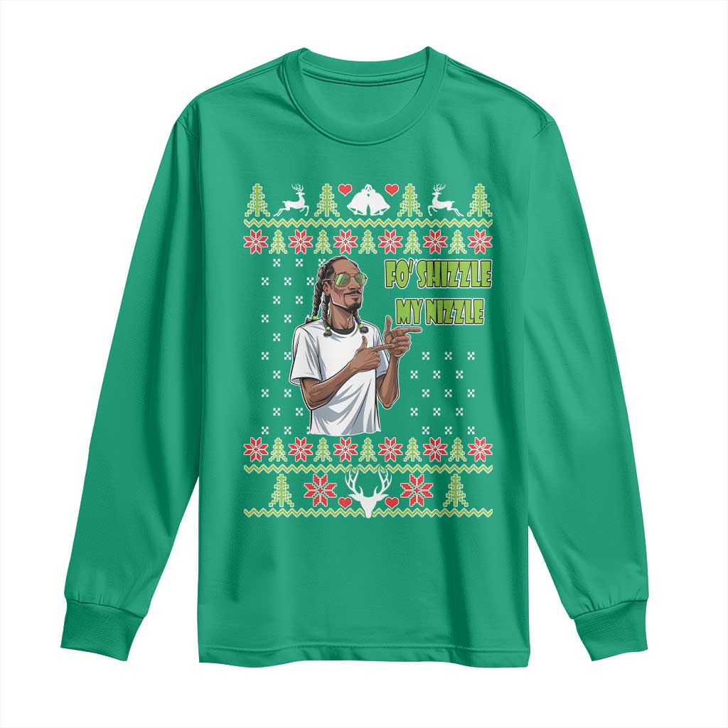 Funny Rapper Meme Christmas Long Sleeve Shirt Fo Shizzle My Nizzle TS02 Irish Green Print Your Wear