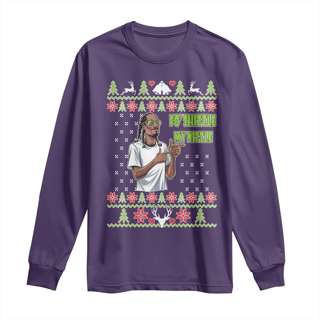 Funny Rapper Meme Christmas Long Sleeve Shirt Fo Shizzle My Nizzle TS02 Purple Print Your Wear