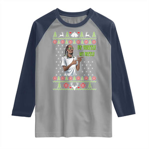 Funny Rapper Meme Christmas Raglan Shirt Fo Shizzle My Nizzle TS02 Sport Gray Navy Print Your Wear