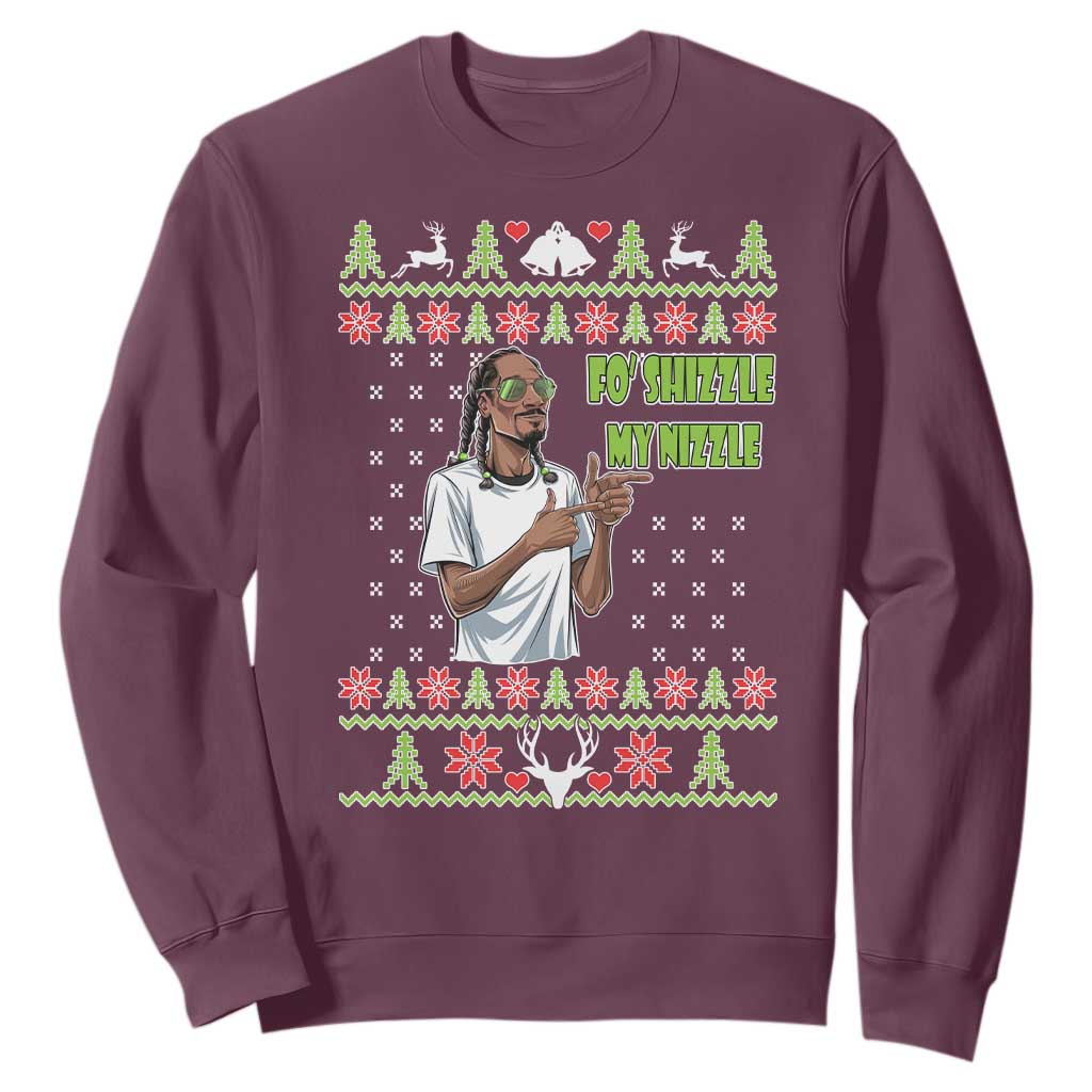 Funny Rapper Meme Christmas Sweatshirt Fo Shizzle My Nizzle TS02 Maroon Print Your Wear