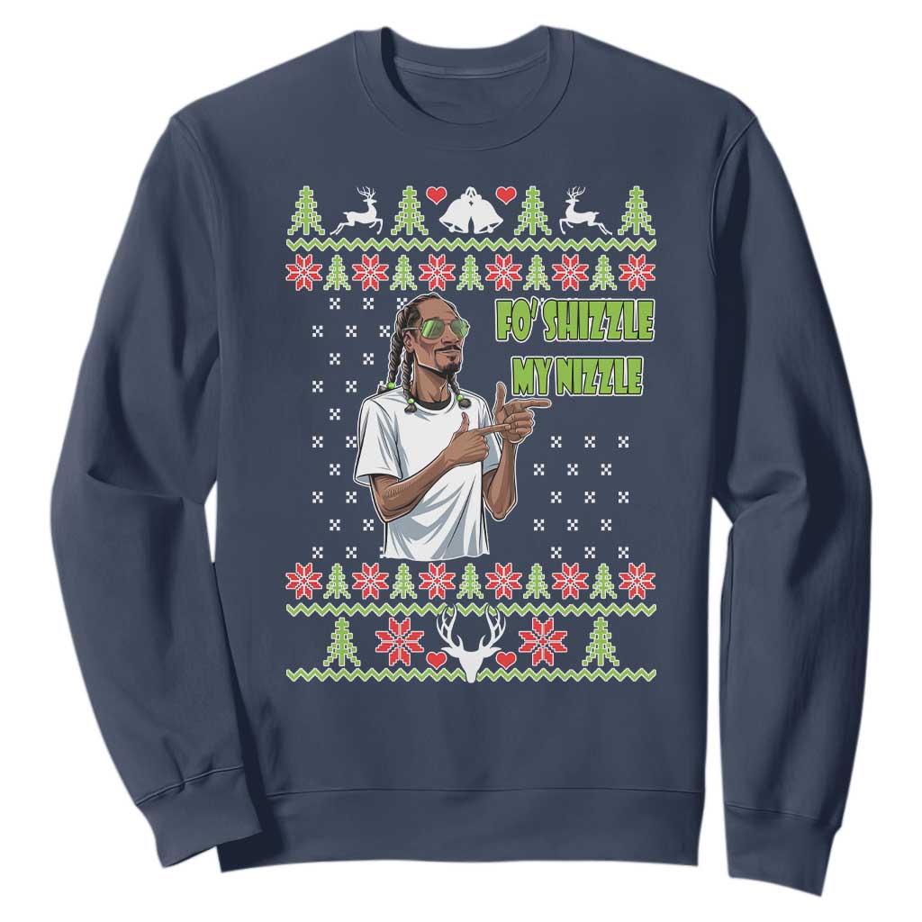 Funny Rapper Meme Christmas Sweatshirt Fo Shizzle My Nizzle TS02 Navy Print Your Wear