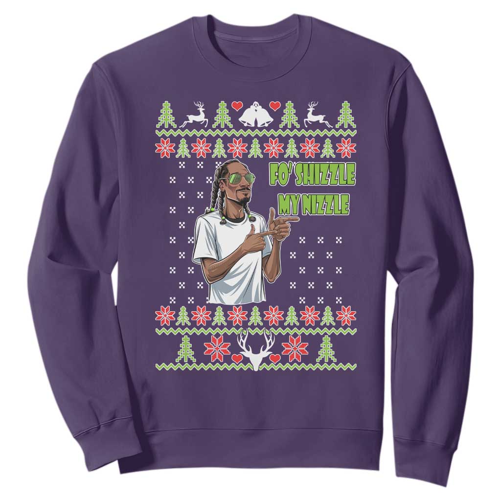 Funny Rapper Meme Christmas Sweatshirt Fo Shizzle My Nizzle TS02 Purple Print Your Wear