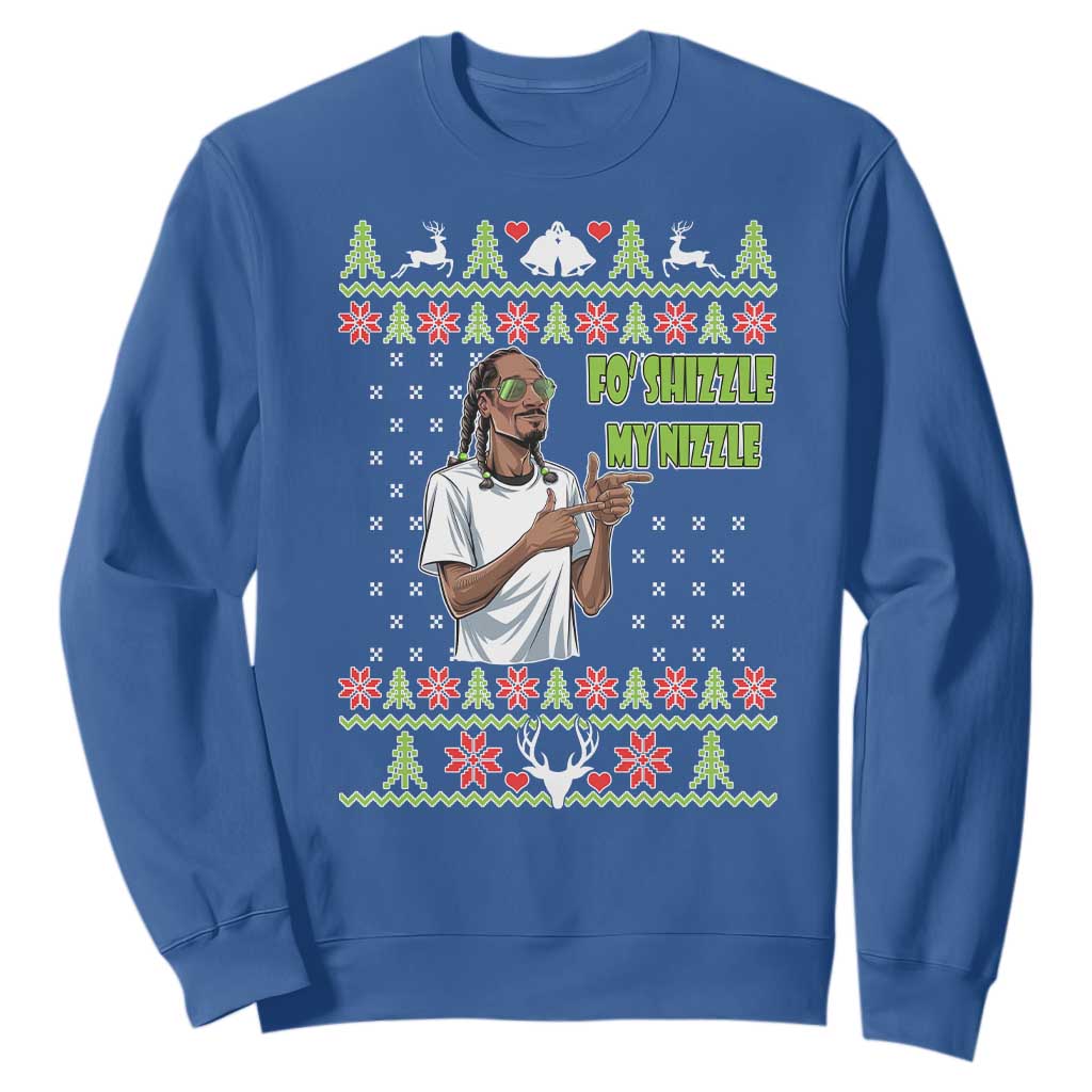Funny Rapper Meme Christmas Sweatshirt Fo Shizzle My Nizzle TS02 Royal Blue Print Your Wear