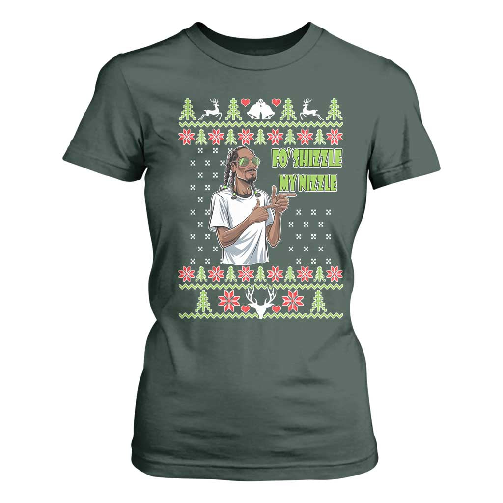 Funny Rapper Meme Christmas T Shirt For Women Fo Shizzle My Nizzle TS02 Dark Forest Green Print Your Wear