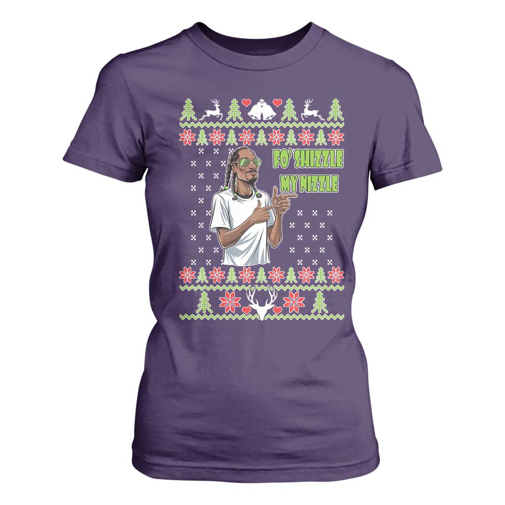 Funny Rapper Meme Christmas T Shirt For Women Fo Shizzle My Nizzle TS02 Purple Print Your Wear