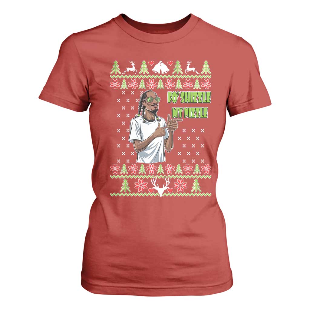Funny Rapper Meme Christmas T Shirt For Women Fo Shizzle My Nizzle TS02 Red Print Your Wear