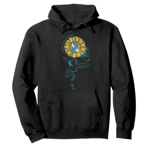 Cervical Cancer Awareness Hoodie Faith Hope Love Fight Teal And White Ribbon Sunflower TS02 Black Print Your Wear