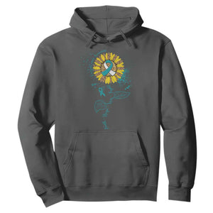Cervical Cancer Awareness Hoodie Faith Hope Love Fight Teal And White Ribbon Sunflower TS02 Dark Heather Print Your Wear