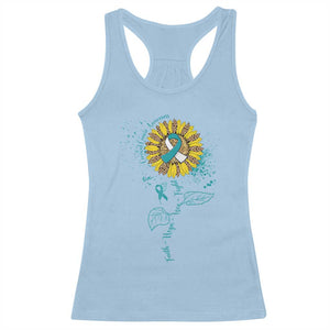 Cervical Cancer Awareness Racerback Tank Top Faith Hope Love Fight Teal And White Ribbon Sunflower TS02 Light Blue Print Your Wear