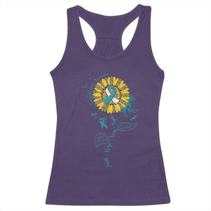 Cervical Cancer Awareness Racerback Tank Top Faith Hope Love Fight Teal And White Ribbon Sunflower TS02 Purple Print Your Wear
