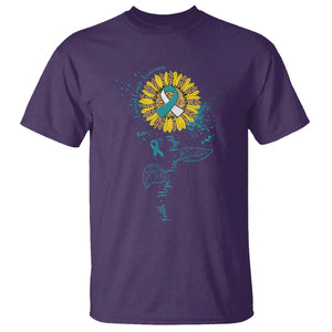 Cervical Cancer Awareness T Shirt Faith Hope Love Fight Teal And White Ribbon Sunflower TS02 Purple Print Your Wear