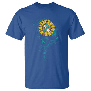Cervical Cancer Awareness T Shirt Faith Hope Love Fight Teal And White Ribbon Sunflower TS02 Royal Blue Print Your Wear