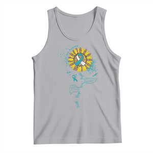 Cervical Cancer Awareness Tank Top Faith Hope Love Fight Teal And White Ribbon Sunflower TS02 Athletic Heather Print Your Wear