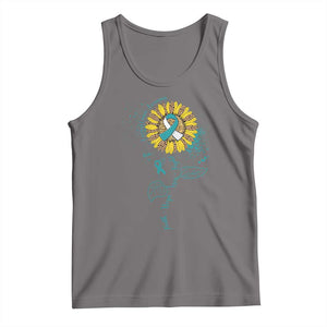 Cervical Cancer Awareness Tank Top Faith Hope Love Fight Teal And White Ribbon Sunflower TS02 Deep Heather Print Your Wear