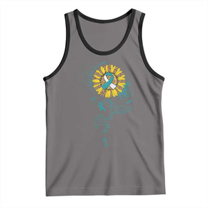 Cervical Cancer Awareness Tank Top Faith Hope Love Fight Teal And White Ribbon Sunflower TS02 Deep Heather Black Print Your Wear