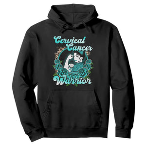 Cervical Cancer Warrior Hoodie Support Squad Survivor Fighter Teal Ribbon TS02 Black Print Your Wear