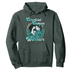 Cervical Cancer Warrior Hoodie Support Squad Survivor Fighter Teal Ribbon TS02 Dark Forest Green Print Your Wear
