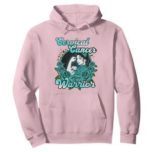 Cervical Cancer Warrior Hoodie Support Squad Survivor Fighter Teal Ribbon TS02 Light Pink Print Your Wear