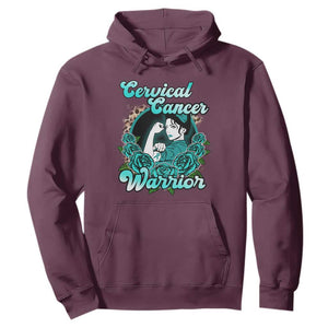 Cervical Cancer Warrior Hoodie Support Squad Survivor Fighter Teal Ribbon TS02 Maroon Print Your Wear