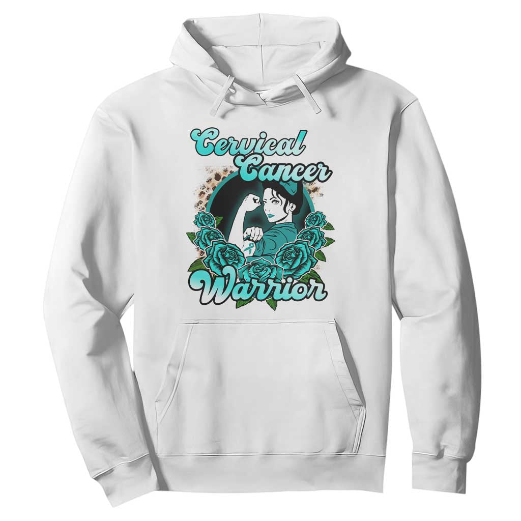 Cervical Cancer Warrior Hoodie Support Squad Survivor Fighter Teal Ribbon TS02 White Print Your Wear