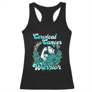 Cervical Cancer Warrior Racerback Tank Top Support Squad Survivor Fighter Teal Ribbon TS02 Black Print Your Wear