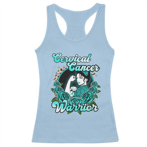 Cervical Cancer Warrior Racerback Tank Top Support Squad Survivor Fighter Teal Ribbon TS02 Light Blue Print Your Wear