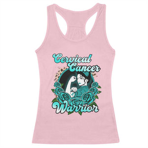Cervical Cancer Warrior Racerback Tank Top Support Squad Survivor Fighter Teal Ribbon TS02 Light Pink Print Your Wear
