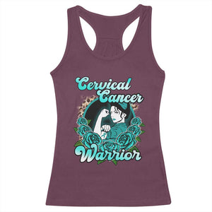 Cervical Cancer Warrior Racerback Tank Top Support Squad Survivor Fighter Teal Ribbon TS02 Maroon Print Your Wear