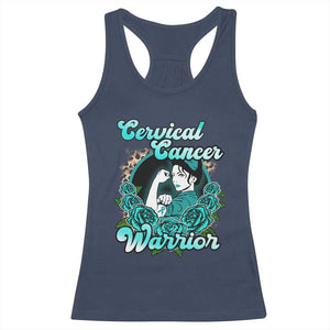 Cervical Cancer Warrior Racerback Tank Top Support Squad Survivor Fighter Teal Ribbon TS02 Navy Print Your Wear