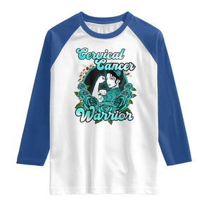 Cervical Cancer Warrior Raglan Shirt Support Squad Survivor Fighter Teal Ribbon TS02 White Royal Print Your Wear