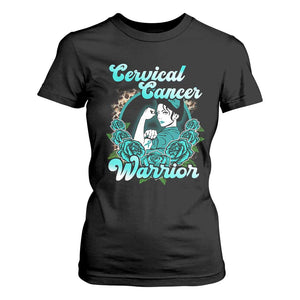 Cervical Cancer Warrior T Shirt For Women Support Squad Survivor Fighter Teal Ribbon TS02 Black Print Your Wear
