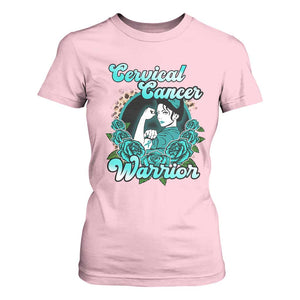 Cervical Cancer Warrior T Shirt For Women Support Squad Survivor Fighter Teal Ribbon TS02 Light Pink Print Your Wear