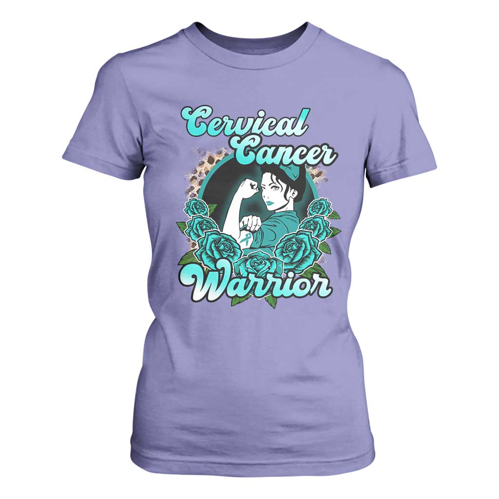 Cervical Cancer Warrior T Shirt For Women Support Squad Survivor Fighter Teal Ribbon TS02 Violet Print Your Wear