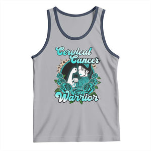 Cervical Cancer Warrior Tank Top Support Squad Survivor Fighter Teal Ribbon TS02 Athletic Heather Navy Print Your Wear