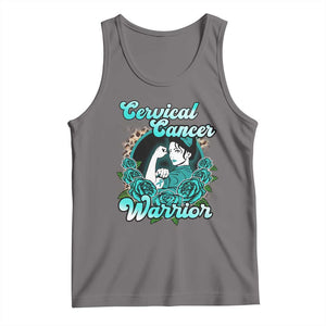 Cervical Cancer Warrior Tank Top Support Squad Survivor Fighter Teal Ribbon TS02 Deep Heather Print Your Wear