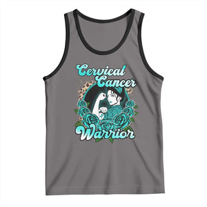Cervical Cancer Warrior Tank Top Support Squad Survivor Fighter Teal Ribbon TS02 Deep Heather Black Print Your Wear