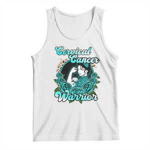 Cervical Cancer Warrior Tank Top Support Squad Survivor Fighter Teal Ribbon TS02 White Print Your Wear