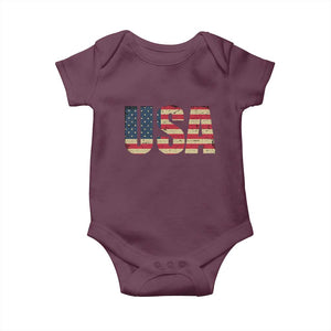 USA American Flag Baby Onesie Retro Vintage Patriotic TS02 Maroon Print Your Wear